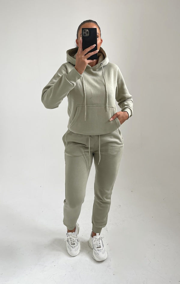 Femme Luxe Sage Hoodie & Cuffed Joggers Loungewear Set - Bellamy