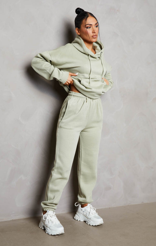 femme luxe Sage Oversized Front Pocket Pullover Hoodie Cuffed Joggers Loungewear Set - Alexia