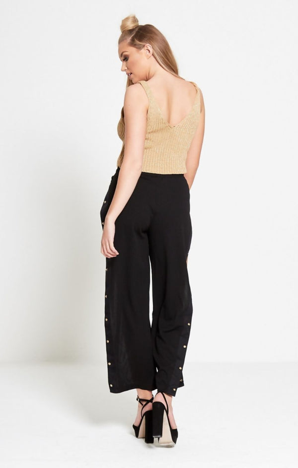 Femme Luxe Stone Glitter Rib Knitted Crop Top - Rosantha