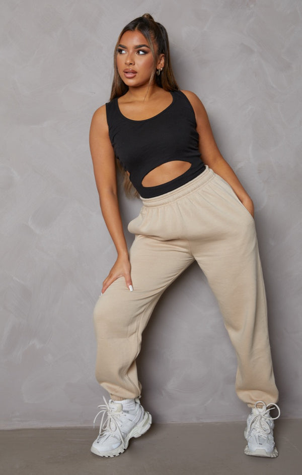 Femme Luxe Stone Oversized High Waisted Shirred Drawstring Pocket Detail Cuffed Joggers - Samira