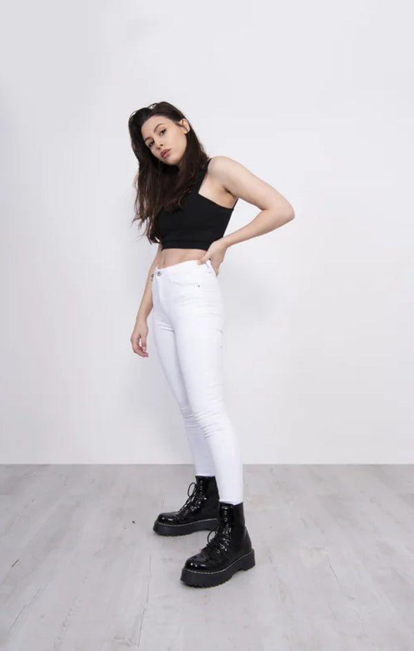 Femme Luxe White High Waist Skinny Stretch Jeans - Vivara