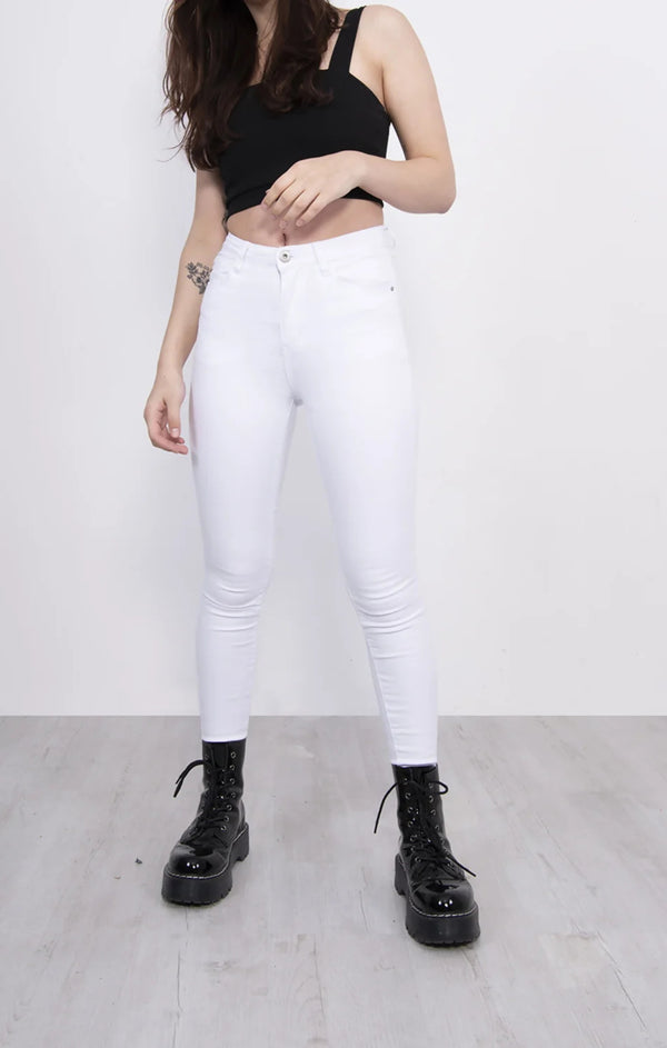 femme luxe White High Waist Skinny Stretch Jeans - Vivara