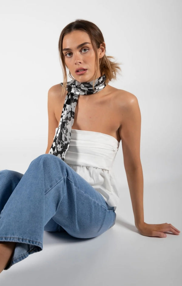 Femme Luxe White Strapless Bandeau Shirt Top - Alondra