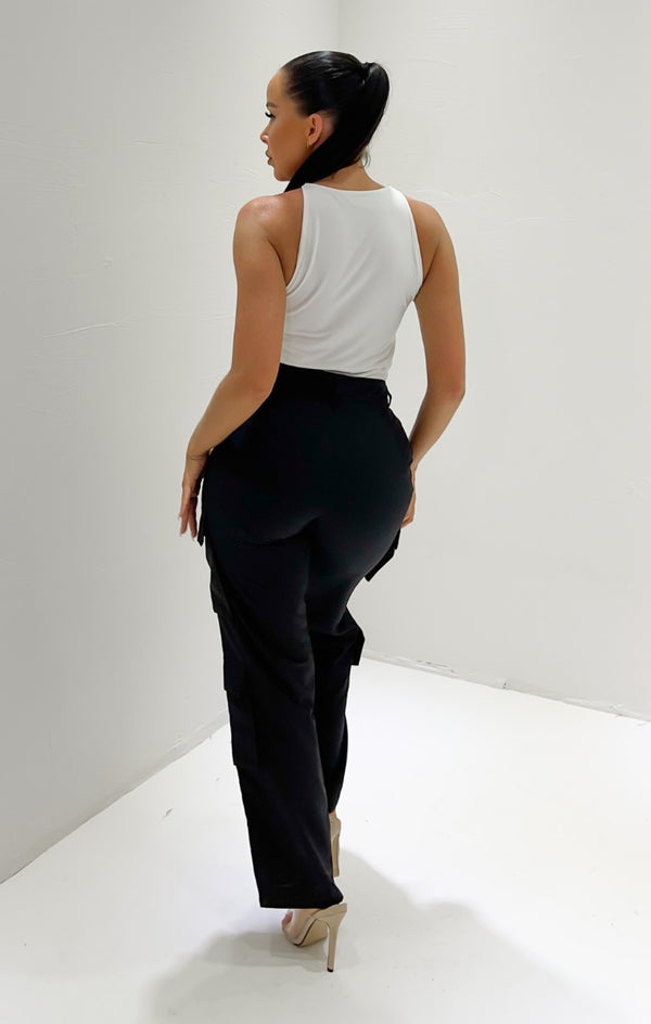 Femme Luxe White Strappy Halter Neck Cut Out Bodysuit - Alya