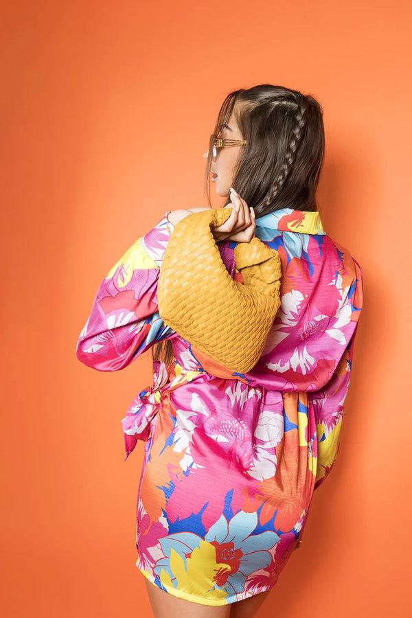 Femme Luxe Yellow Woven Knotted Detail Handbag - Elisa