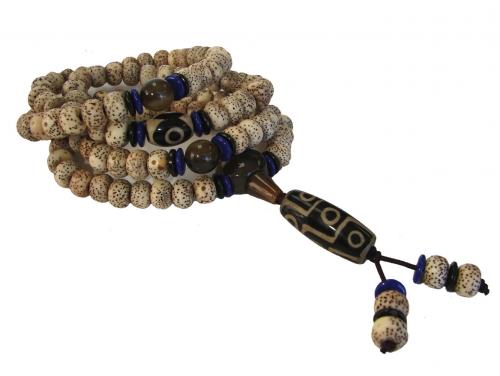 feng shui import 108 Bead Mala Natural Bodhi Seeds Necklace with 9-Eye Dzi Bead