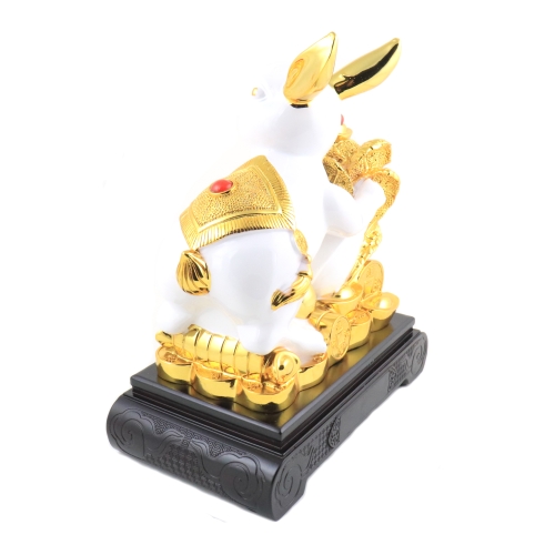 Feng Shui Import 12 Inch Bai Choy White Rabbit Statue