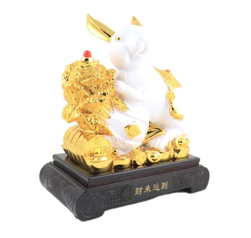feng shui import 12 Inch Bai Choy White Rabbit Statue