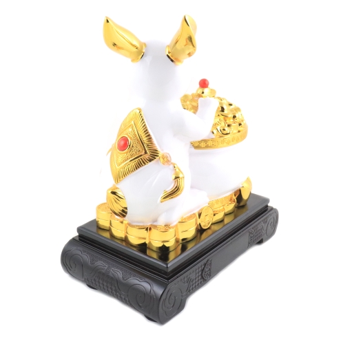 Feng Shui Import 12 Inch Money Pot White Rabbit Statue
