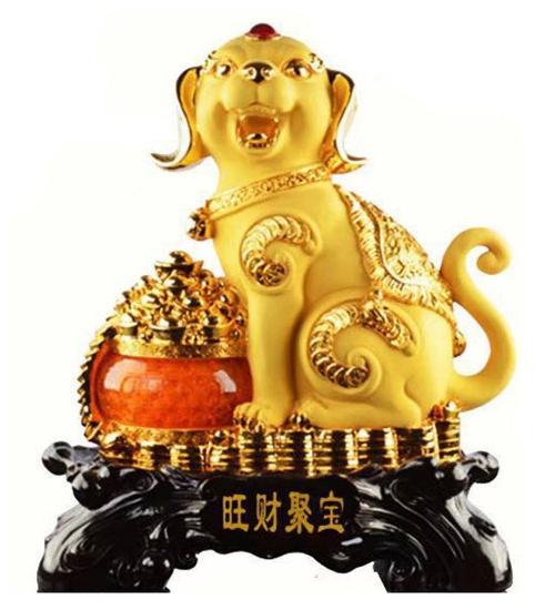 feng shui import 18-Inch Big Golden Dog Statue Holding Wealthy Pot
