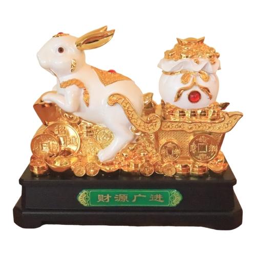 feng shui import 21 Inch Treasure Pot Big White Rabbit Statue