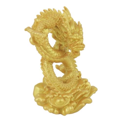Feng Shui Import 4 Inch 8-Shaped Golden Dragon Statue