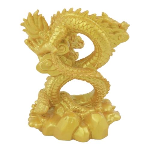 Feng Shui Import 4 Inch 8-Shaped Golden Dragon Statue