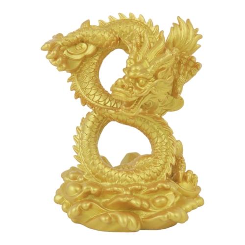 feng shui import 4 Inch 8-Shaped Golden Dragon Statue