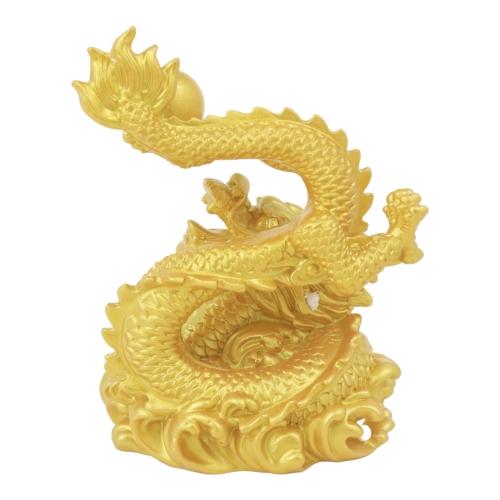 Feng Shui Import 4 Inch Golden Dragon Statue Facing Up