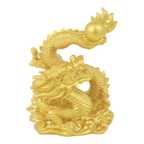 feng shui import 4 Inch Golden Dragon Statue Facing Up