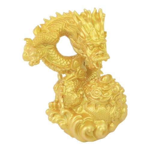 Feng Shui Import 4 Inch Golden Dragon Statue With Money Bag