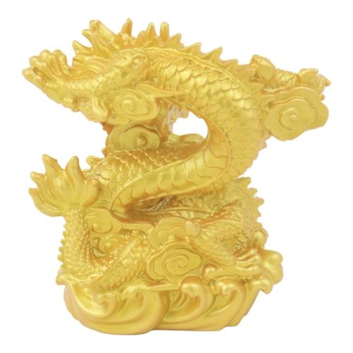 Feng Shui Import 4 Inch Golden Dragon Statue With Money Bag