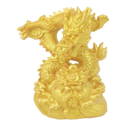 feng shui import 4 Inch Golden Dragon Statue with Money Bag