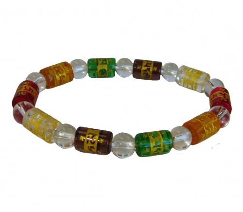 feng shui import 5 Element Crystal Bracelet w/ Syllable Mantra