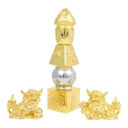 feng shui import 5 Element Pagoda with a Pair of Foo Dogs