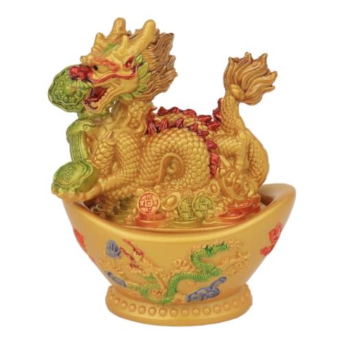 feng shui import 5 Inch Colorful Dragon on Big Ingot