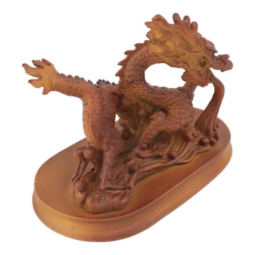 Feng Shui Import 5 Inch Wooden-Like Imperial Dragon Statue