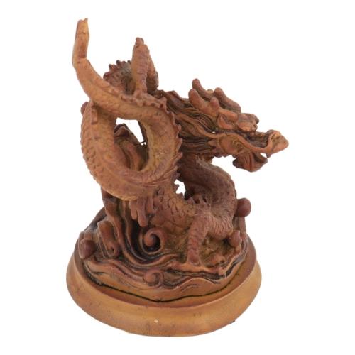 Feng Shui Import 5 Inch Wooden-Like Imperial Dragon Statue