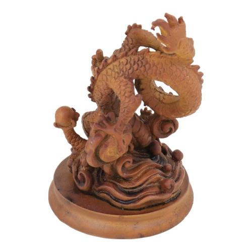 Feng Shui Import 5 Inch Wooden-Like Imperial Dragon Statue