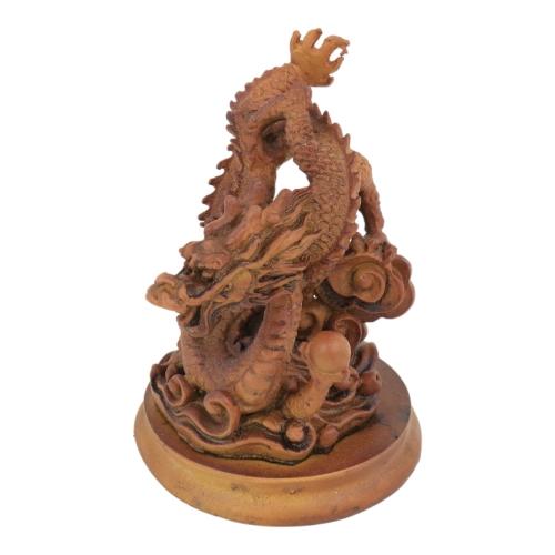 feng shui import 5 Inch Wooden-Like Imperial Dragon Statue