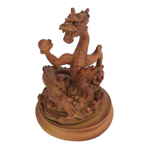 Feng Shui Import 5 Inch Wooden-Like Imperial Dragon Statue