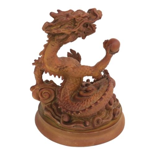 Feng Shui Import 5 Inch Wooden-Like Imperial Dragon Statue