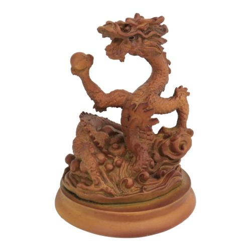 feng shui import 5 Inch Wooden-Like Imperial Dragon Statue