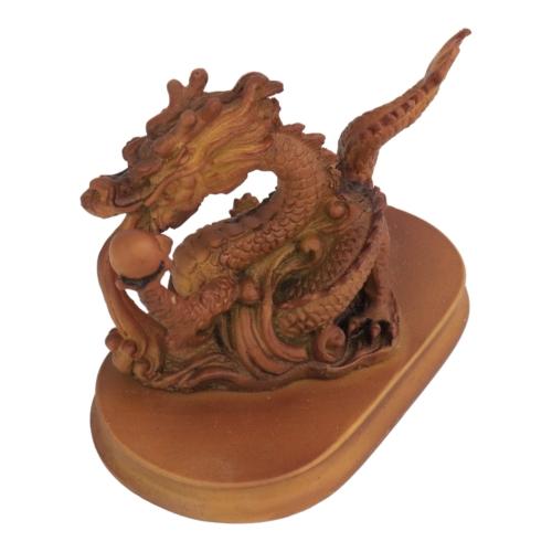 Feng Shui Import 5 Inch Wooden-Like Imperial Dragon Statue