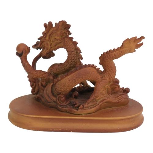 Feng Shui Import 5 Inch Wooden-Like Imperial Dragon Statue