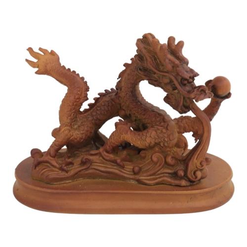 feng shui import 5 Inch Wooden-Like Imperial Dragon Statue