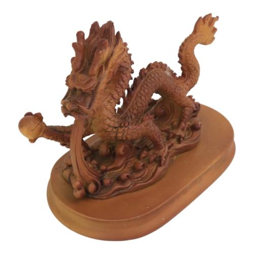 Feng Shui Import 5 Inch Wooden-Like Imperial Dragon Statue
