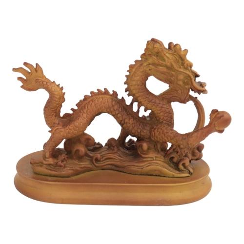 Feng Shui Import 5 Inch Wooden-Like Imperial Dragon Statue