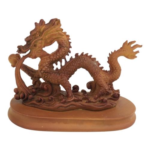 feng shui import 5 Inch Wooden-Like Imperial Dragon Statue