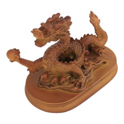 Feng Shui Import 5 Inch Wooden-Like Imperial Dragon Statue