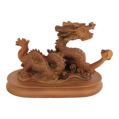 Feng Shui Import 5 Inch Wooden-Like Imperial Dragon Statue