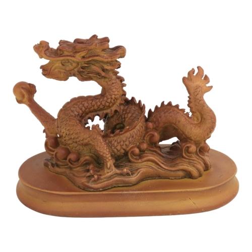 feng shui import 5 Inch Wooden-Like Imperial Dragon Statue