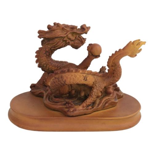 Feng Shui Import 5 Inch Wooden-Like Imperial Dragon Statue