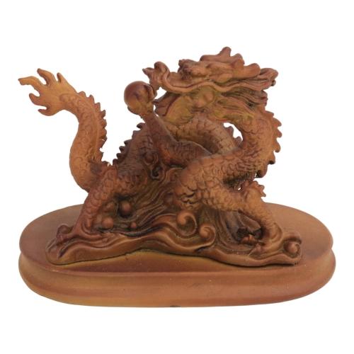 feng shui import 5 Inch Wooden-Like Imperial Dragon Statue