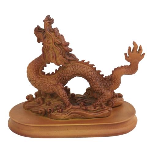 Feng Shui Import 5 Inch Wooden-Like Imperial Dragon Statue