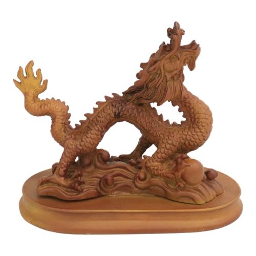Feng Shui Import 5 Inch Wooden-Like Imperial Dragon Statue