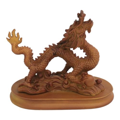 feng shui import 5 Inch Wooden-Like Imperial Dragon Statue