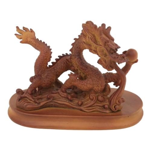 feng shui import 5 Inch Wooden-Like Imperial Dragon Statue