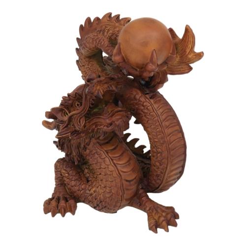 Feng Shui Import 6 Inch Wooden-Like Imperial Dragon Statue