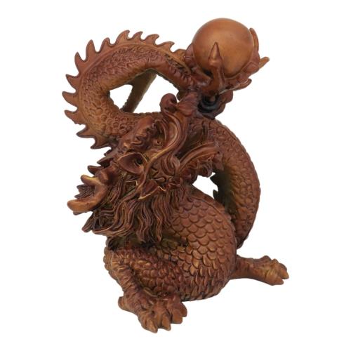 feng shui import 6 Inch Wooden-Like Imperial Dragon Statue